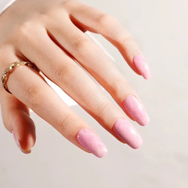 Pink Marble Uv Gel Gel Sticker Uv Light Required — Semi-Cured Gel Nail Wraps