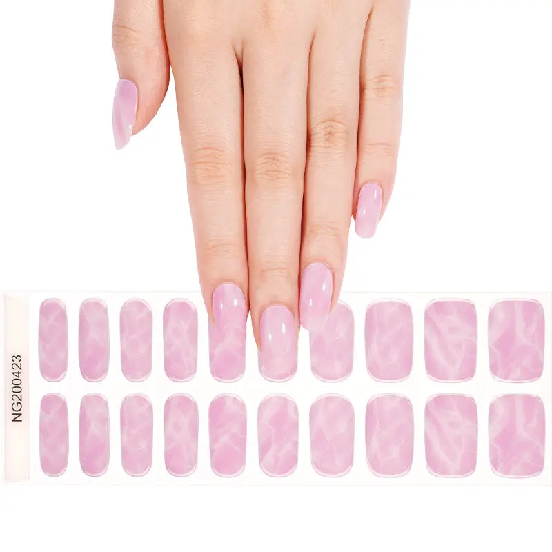 Pink Marble Uv Gel Gel Sticker Uv Light Required — Semi-Cured Gel Nail Wraps
