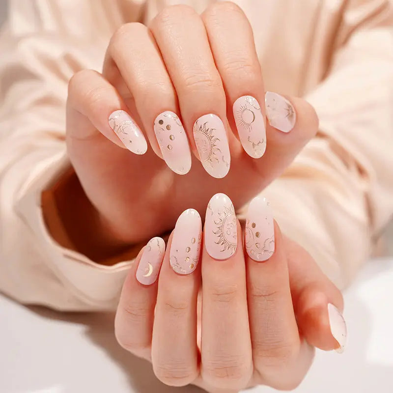Pink Stickers Solar Celestial Art — Semi-Cured Gel Nail Wraps
