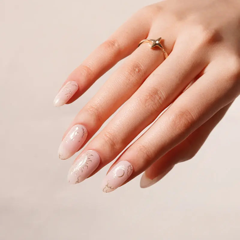 Pink Stickers Solar Celestial Art — Semi-Cured Gel Nail Wraps