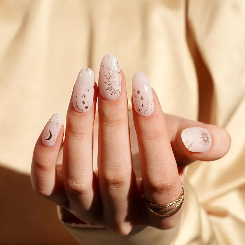 Pink Stickers Solar Celestial Art — Semi-Cured Gel Nail Wraps