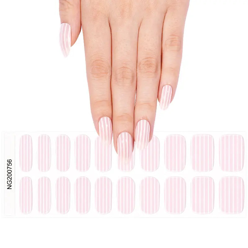 Pink And White Vertical Striped — Semi-Cured Gel Nail Wraps