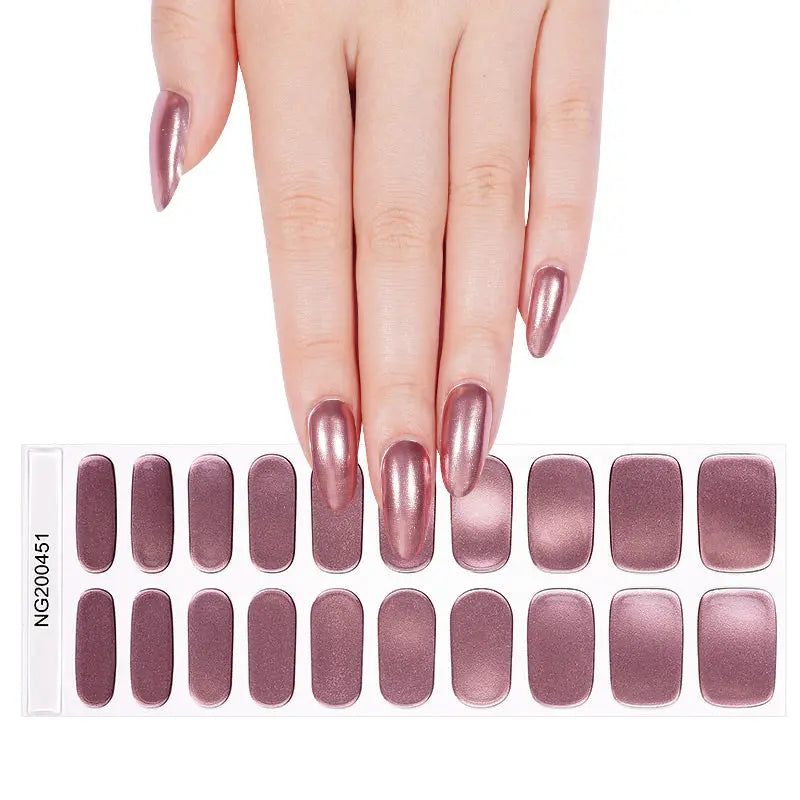 Pink-mirror Strips For Salon-Quality Manicure — Semi-Cured Gel Nail Wraps
