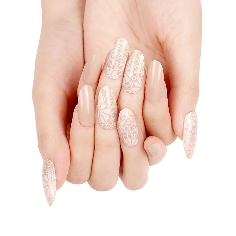 Press On Lace-Trimmed Sunshine — Semi-Cured Gel Nail Wraps