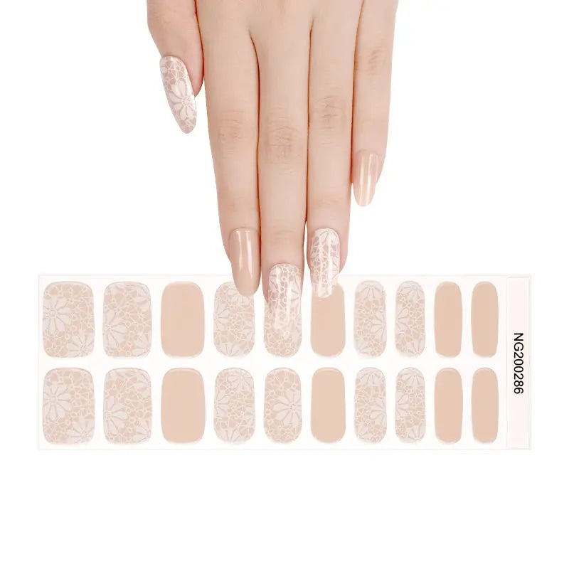 Press On Lace-Trimmed Sunshine — Semi-Cured Gel Nail Wraps