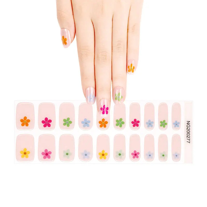 Press On Semi-Transparent Dainty Daisy Decorations — Semi-Cured Gel Nail Wraps