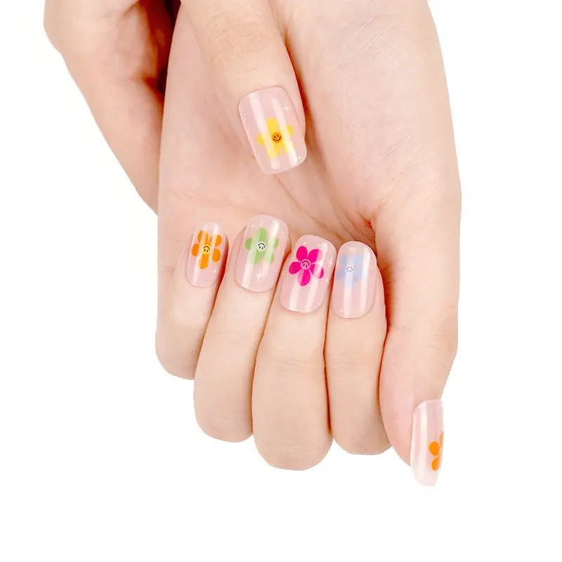 Press On Semi-Transparent Dainty Daisy Decorations — Semi-Cured Gel Nail Wraps