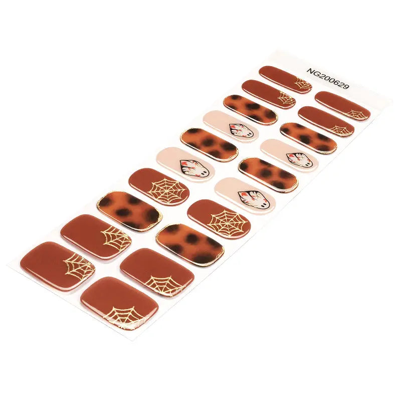 Price Halloween Gold Foil Spider Web Gel Stickers — Semi-Cured Gel Nail Wraps