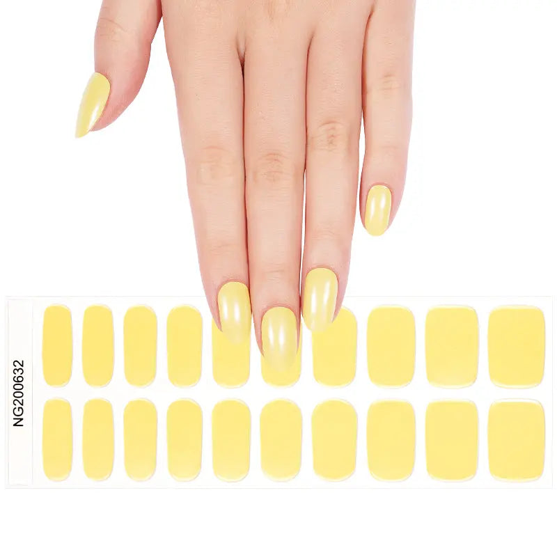 Price Single Color Yellow Gel Stickers Removable Summer 20pcs — Semi-Cured Gel Nail Wraps