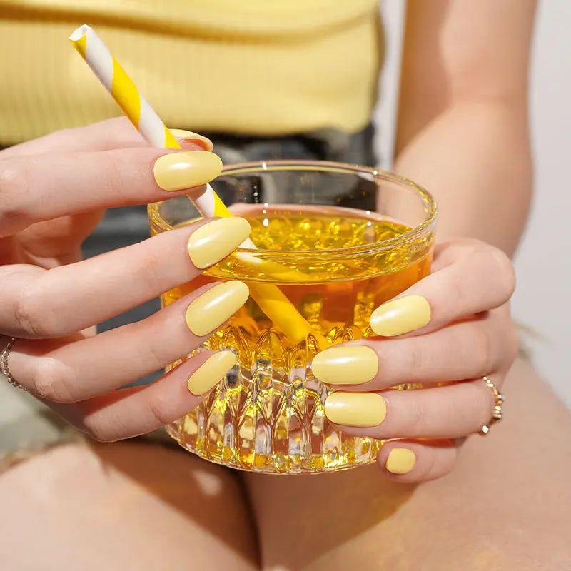 Price Single Color Yellow Gel Stickers Removable Summer 20pcs — Semi-Cured Gel Nail Wraps