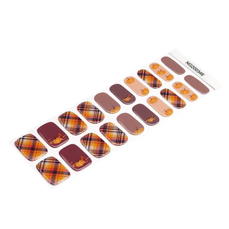 Pumpkin Gel Strips Fall Designs — Semi-Cured Gel Nail Wraps