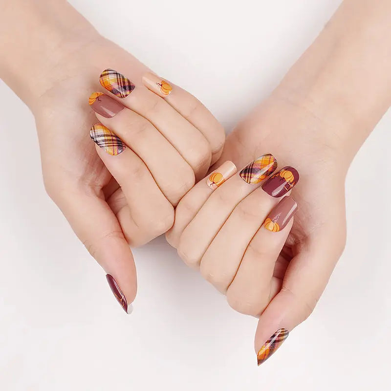 Pumpkin Gel Strips Fall Designs — Semi-Cured Gel Nail Wraps