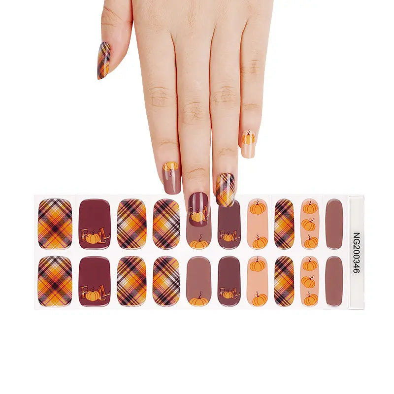 Pumpkin Gel Strips Fall Designs — Semi-Cured Gel Nail Wraps