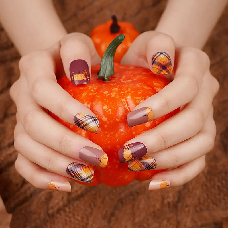 Pumpkin Gel Strips Fall Designs — Semi-Cured Gel Nail Wraps