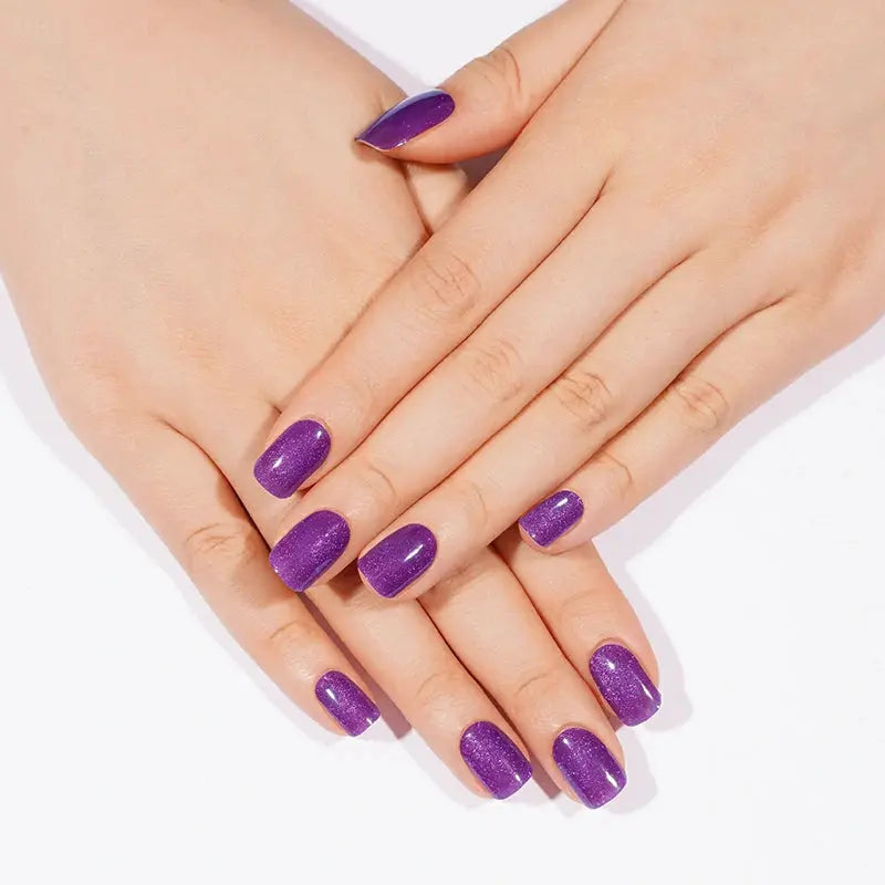 Purple Cat-eye Glitter Gel Stickers — Semi-Cured Gel Nail Wraps