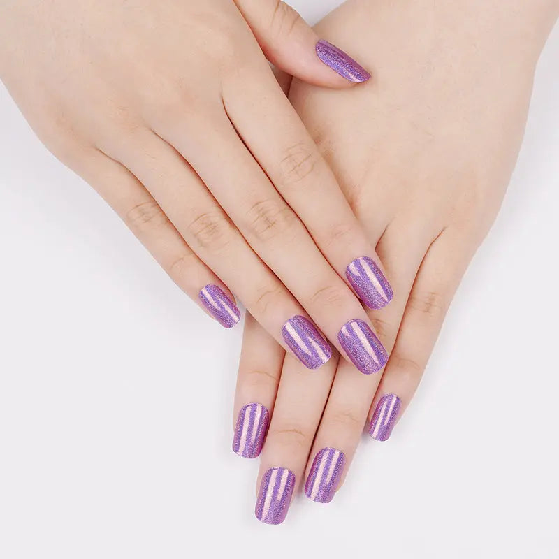 Purple Gel Laser Glitter Mirror Rainbow Glitter Powder Holographic Laser — Semi-Cured Gel Nail Wraps