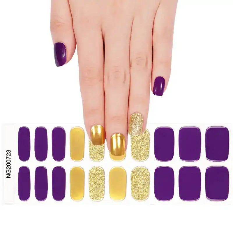 Purple And Yellow Design — Semi-Cured Gel Nail Wraps