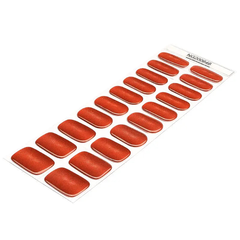 Red Cat-eye Glitter Gel Stickers Customizable For Brands — Semi-Cured Gel Nail Wraps