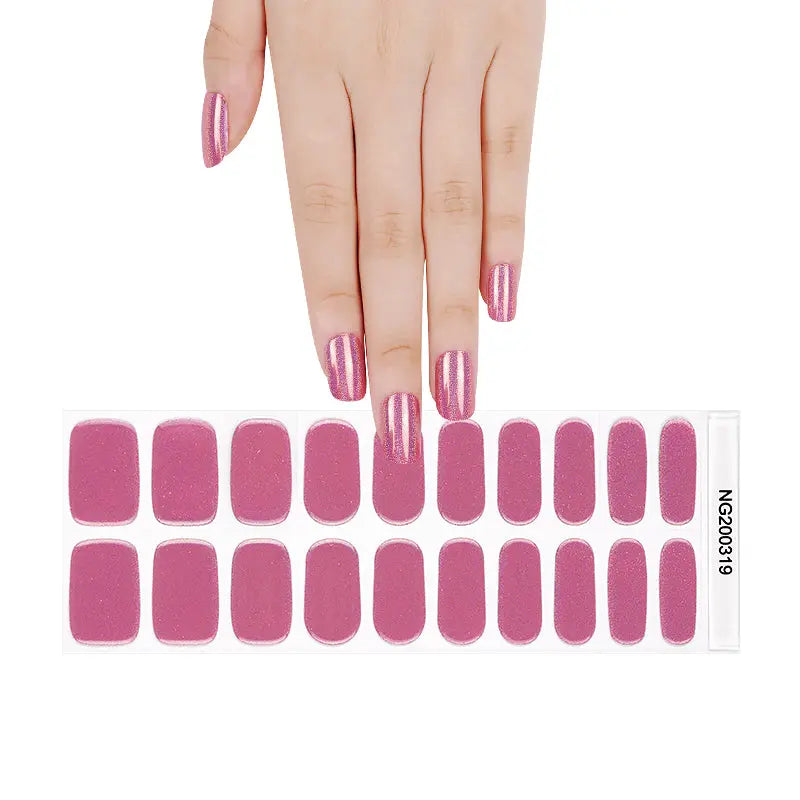 Red Gel Laser Glitter Gel Stickers — Semi-Cured Gel Nail Wraps