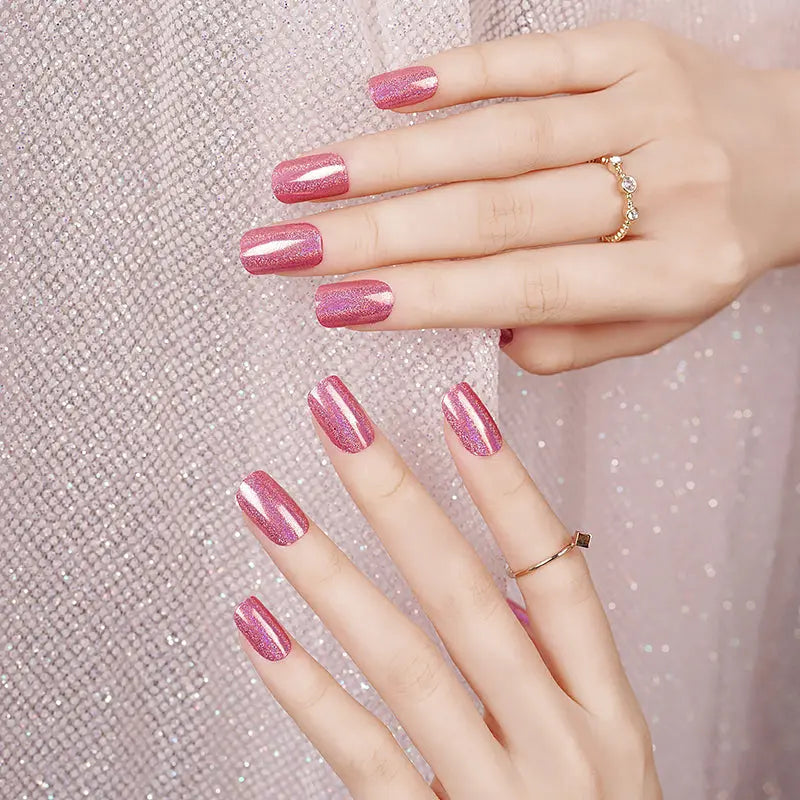 Red Gel Laser Glitter Gel Stickers — Semi-Cured Gel Nail Wraps