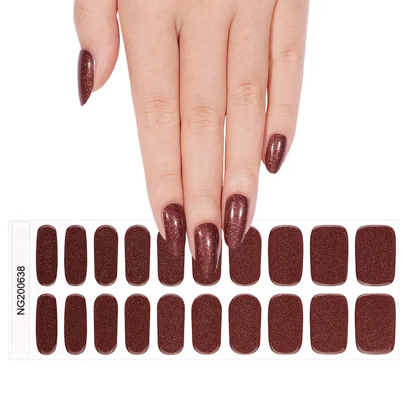 Red Glitter Gel Stickers Customizable For Brands — Semi-Cured Gel Nail Wraps