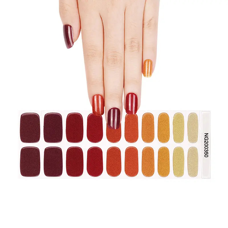 Red Glitter Colorful Designs — Semi-Cured Gel Nail Wraps