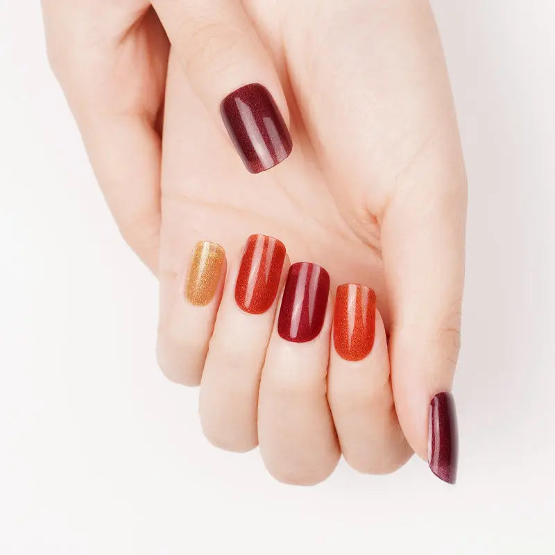 Red Glitter Colorful Designs — Semi-Cured Gel Nail Wraps