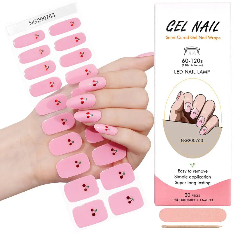 Red Metal Cherry — Semi-Cured Gel Nail Wraps
