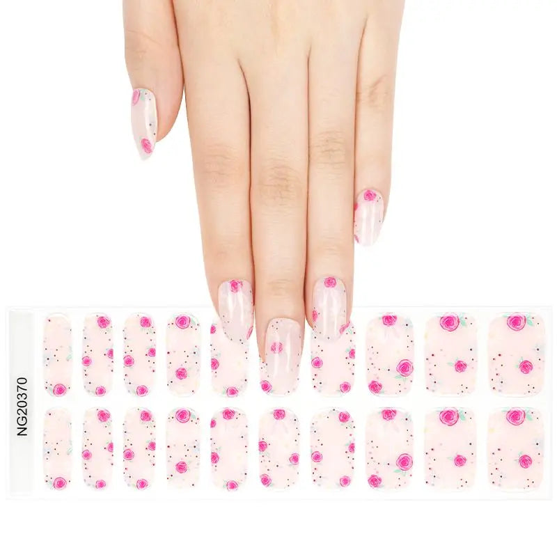 Rose And Rabbit Art Designs Gel Stickers — Semi-Cured Gel Nail Wraps