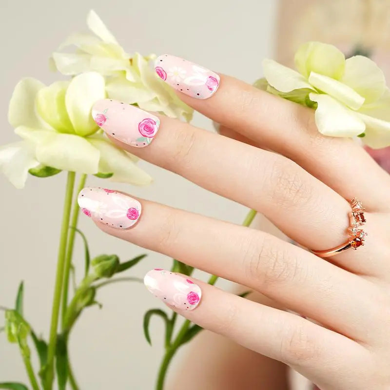 Rose And Rabbit Art Designs Gel Stickers — Semi-Cured Gel Nail Wraps