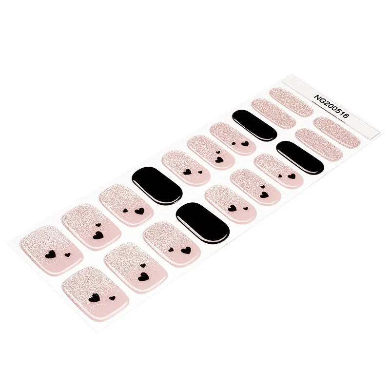 Stickers Glitter Heart Strips — Semi-Cured Gel Nail Wraps