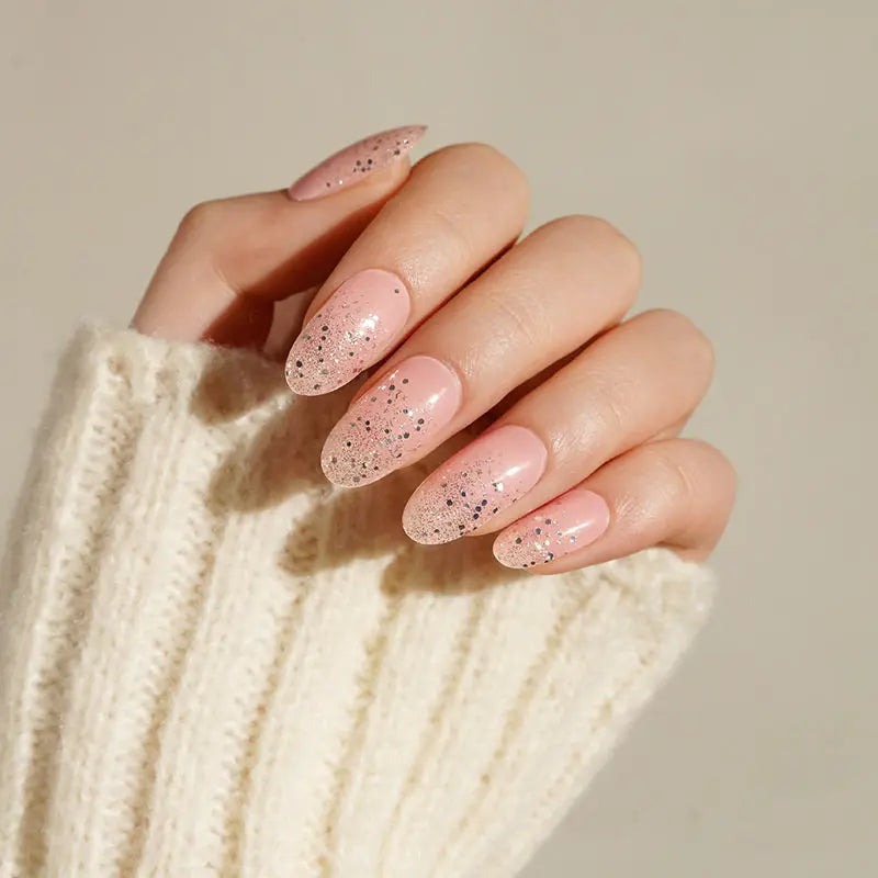 Stickers Pinnk Diamond Glitter Strips — Semi-Cured Gel Nail Wraps