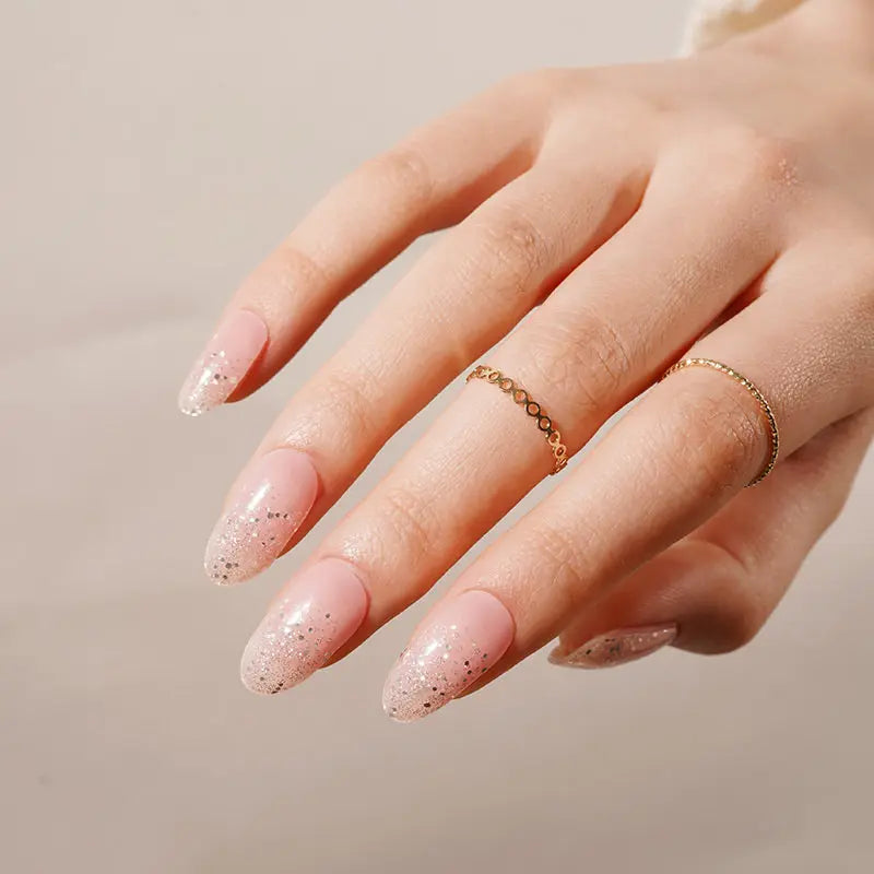 Stickers Pinnk Diamond Glitter Strips — Semi-Cured Gel Nail Wraps