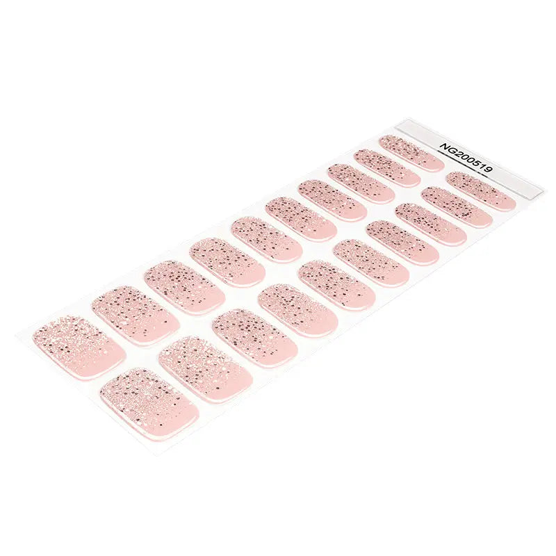 Stickers Pinnk Diamond Glitter Strips — Semi-Cured Gel Nail Wraps