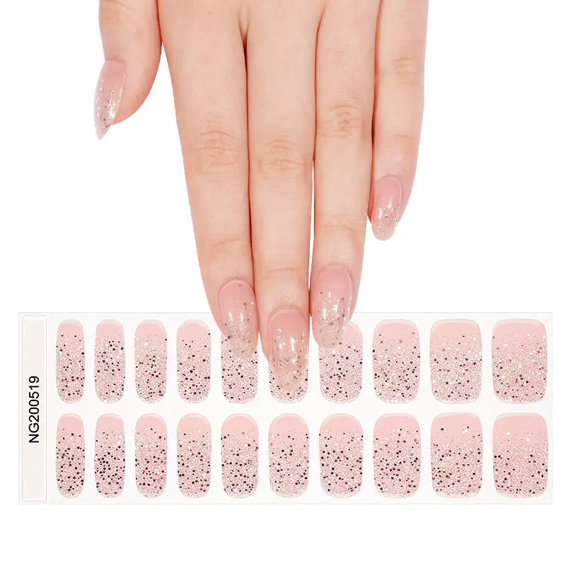 Stickers Pinnk Diamond Glitter Strips — Semi-Cured Gel Nail Wraps