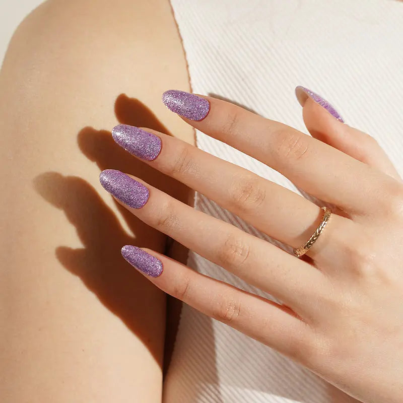 Stickers Purple Glitter Strips — Semi-Cured Gel Nail Wraps