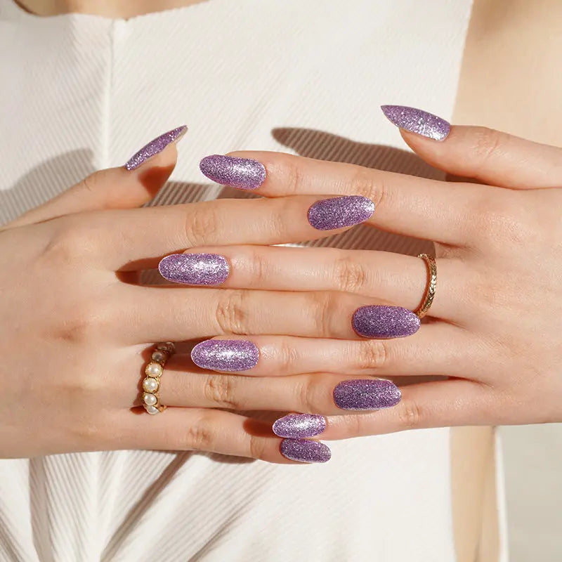 Stickers Purple Glitter Strips — Semi-Cured Gel Nail Wraps