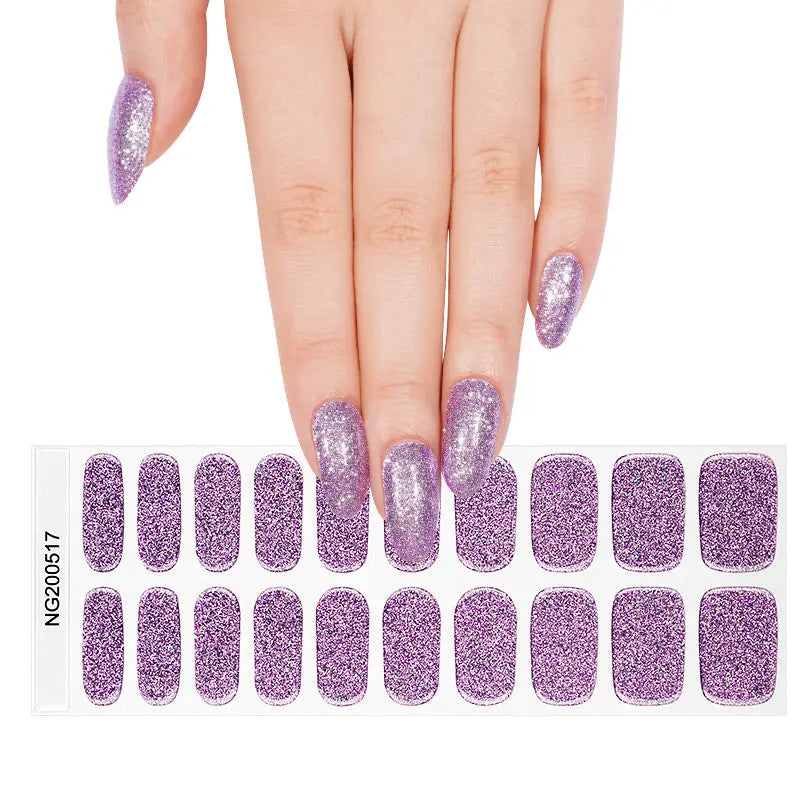 Stickers Purple Glitter Strips — Semi-Cured Gel Nail Wraps