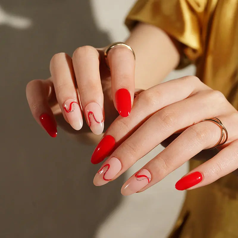 Stickers Red Ribbon Strips — Semi-Cured Gel Nail Wraps