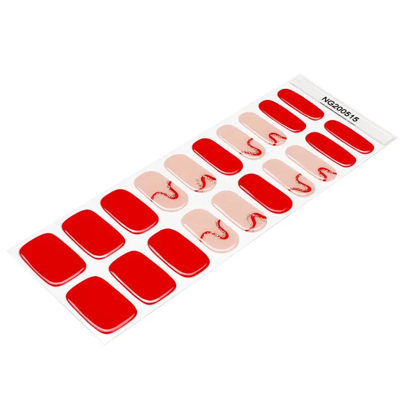 Stickers Red Ribbon Strips — Semi-Cured Gel Nail Wraps