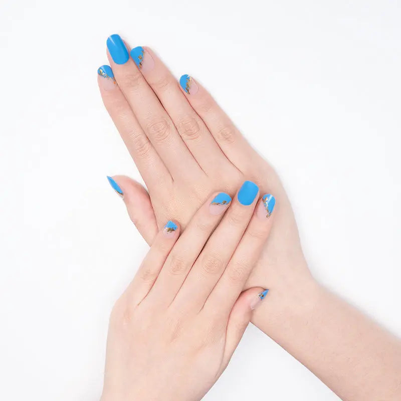 Blue Hot Stamping — Semi-Cured Gel Nail Wraps
