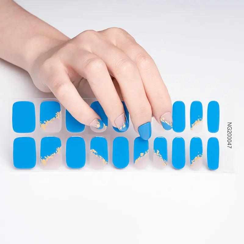 Blue Hot Stamping — Semi-Cured Gel Nail Wraps