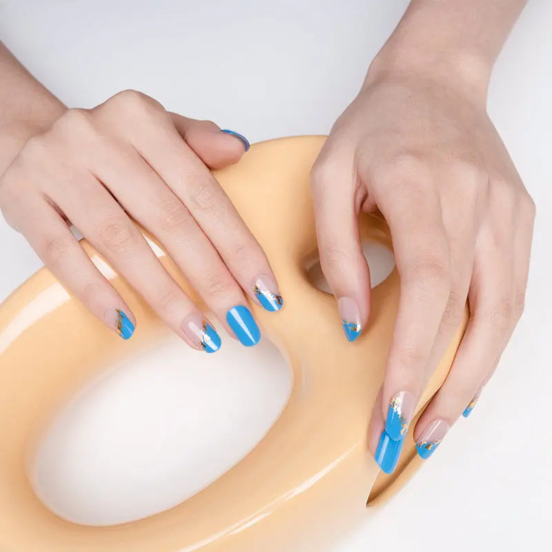 Blue Hot Stamping — Semi-Cured Gel Nail Wraps