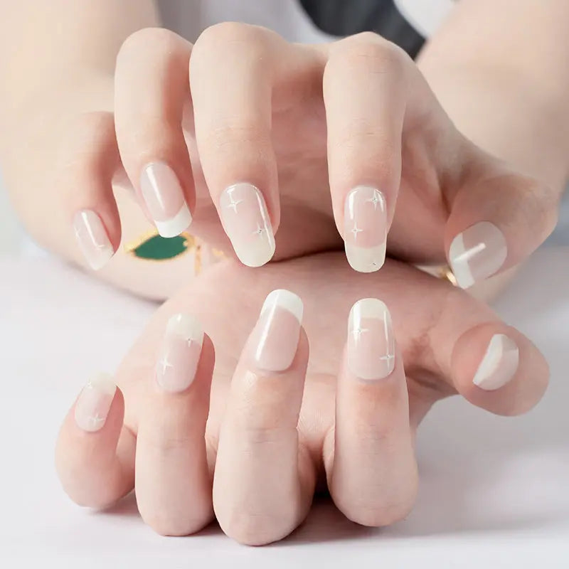 Minimalist White Stars — Semi-Cured Gel Nail Wraps