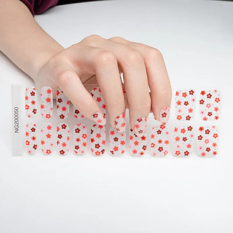 Red Blossom — Semi-Cured Gel Nail Wraps