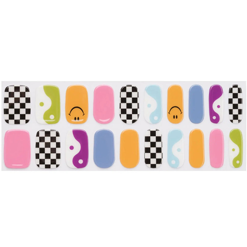 Smiley And Squares — Semi-Cured Gel Nail Wraps