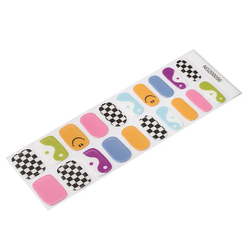 Smiley And Squares — Semi-Cured Gel Nail Wraps