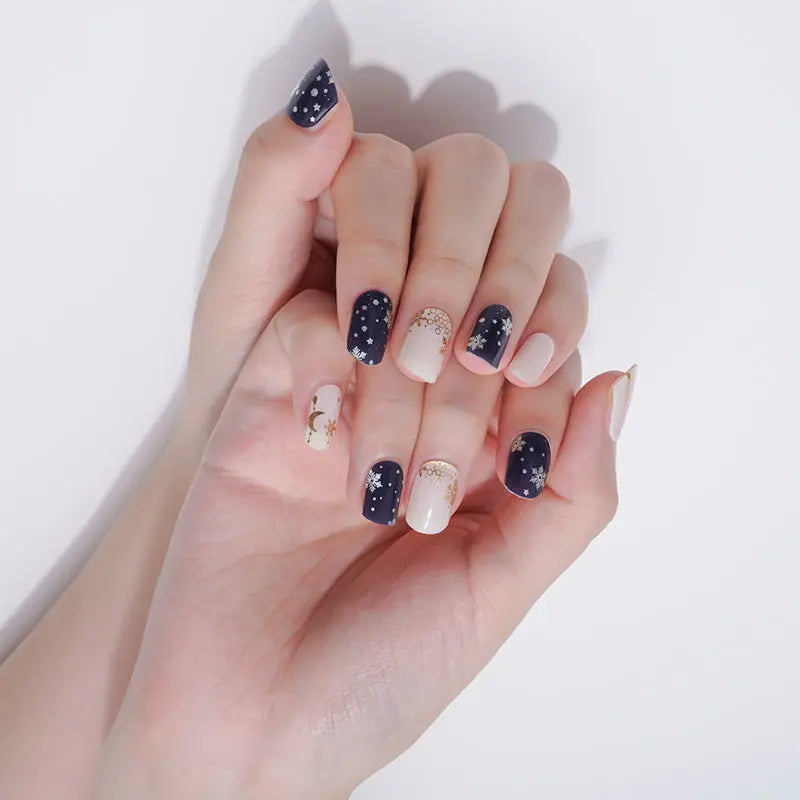 Navy Blue Hot Stamping 104 — Semi-Cured Gel Nail Wraps