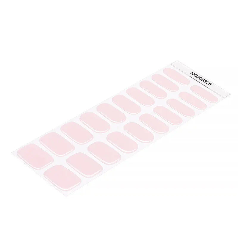 Semi-Transparent Nude Pink Gel Stickers Artificial Fingernails — Semi-Cured Gel Nail Wraps