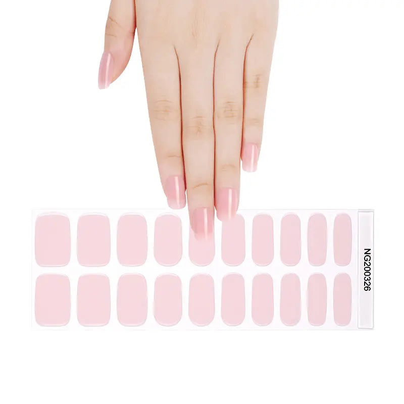 Semi-Transparent Nude Pink Gel Stickers Artificial Fingernails — Semi-Cured Gel Nail Wraps